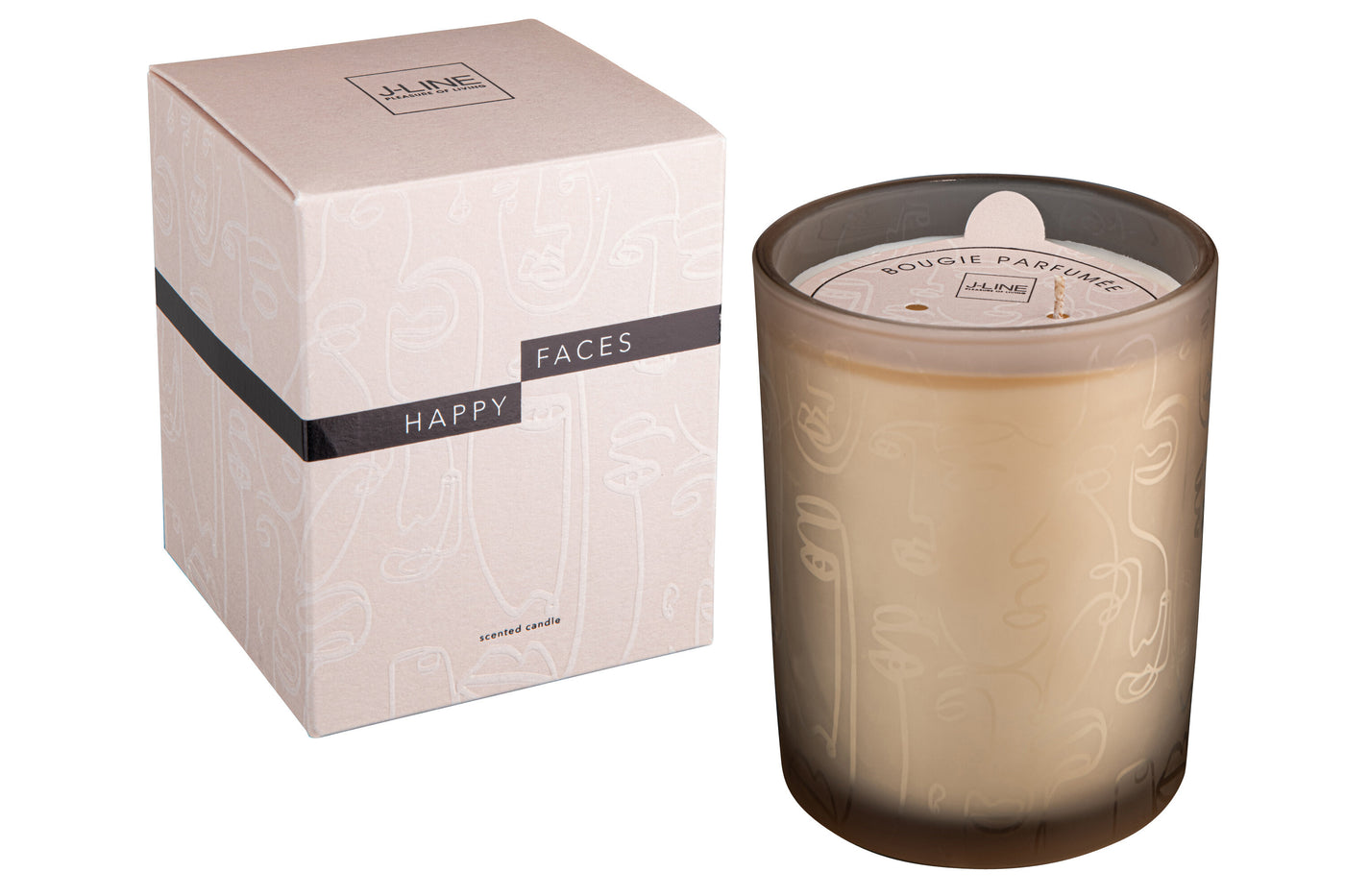 SCENTED CANDLE HAPPY FACES BEIGE LARGE-70U