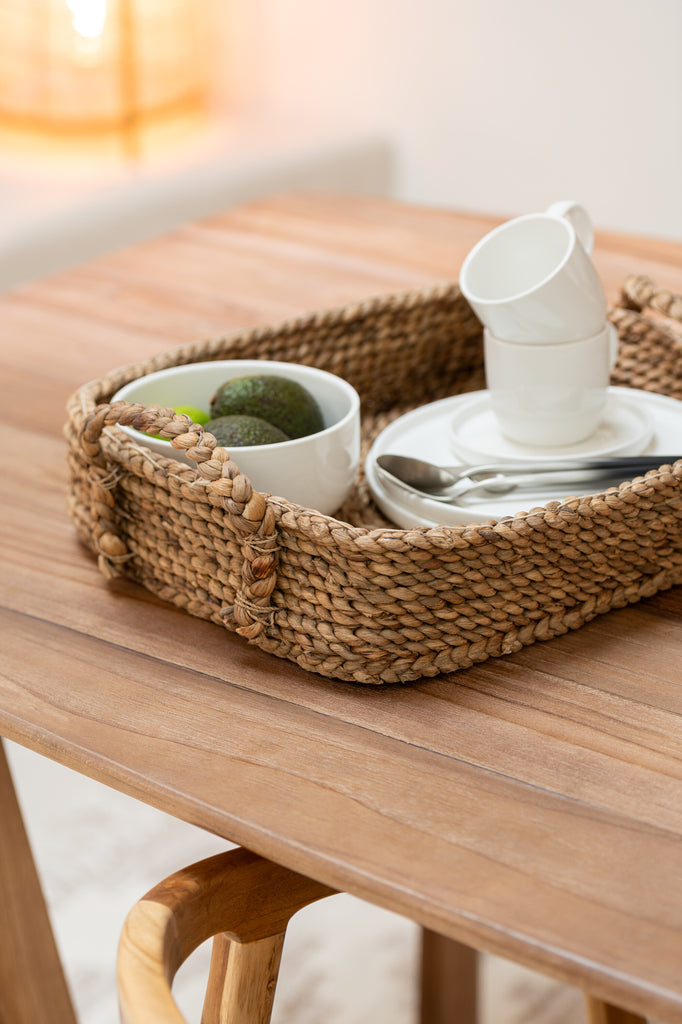 Set Of 2 Basket Trays Water Hyacinthe Natural