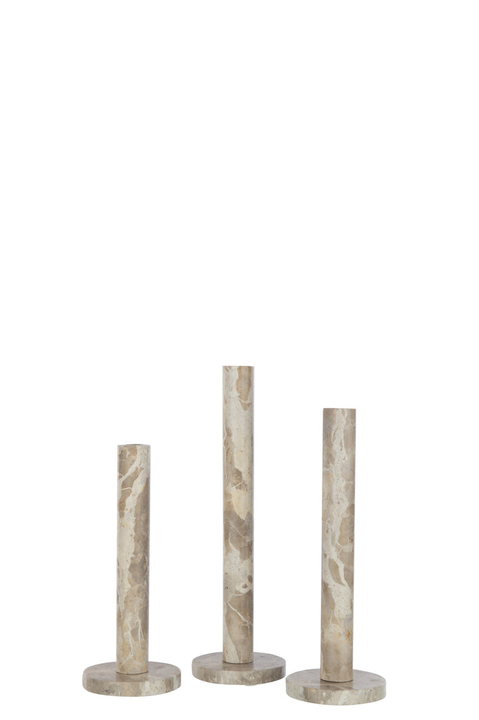 Set Of 3 Candle Holder Marble Beige