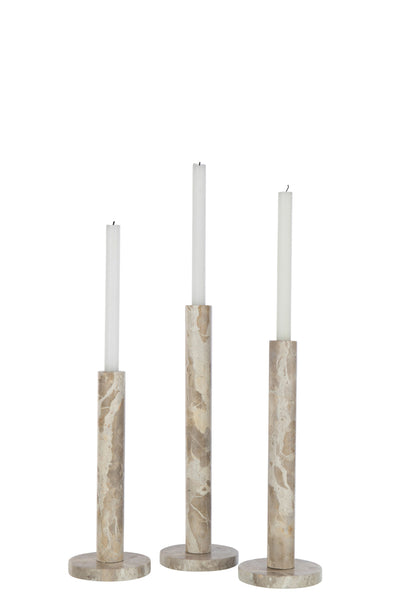 Set Of 3 Candle Holder Marble Beige