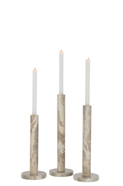 Set Of 3 Candle Holder Marble Beige