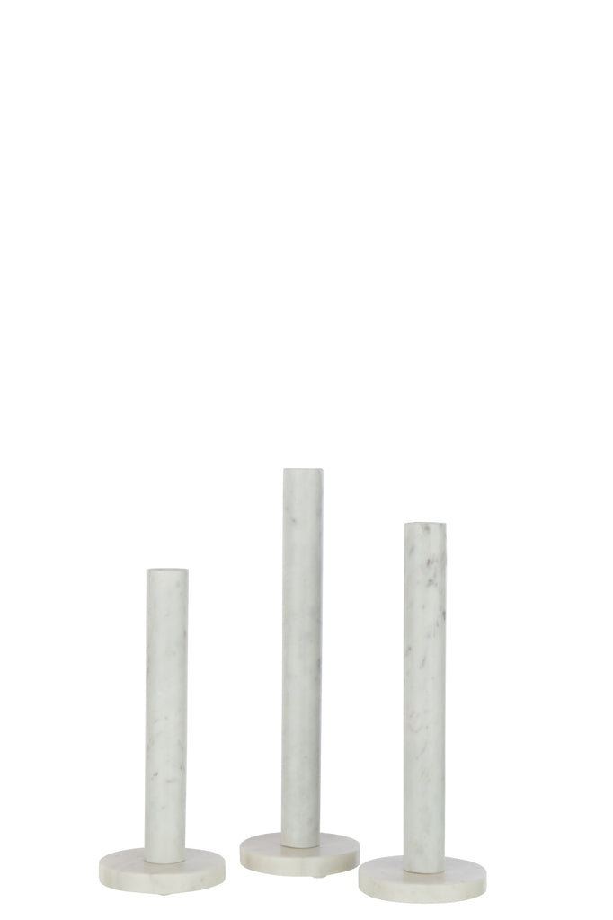 Set Of 3 Candle Holder Marble White