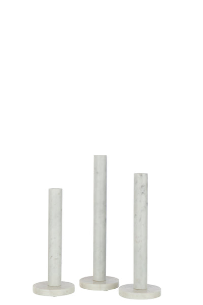 Set Of 3 Candle Holder Marble White