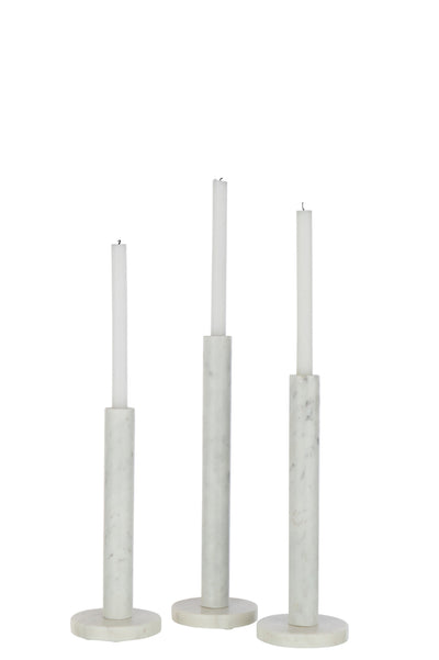 Set Of 3 Candle Holder Marble White