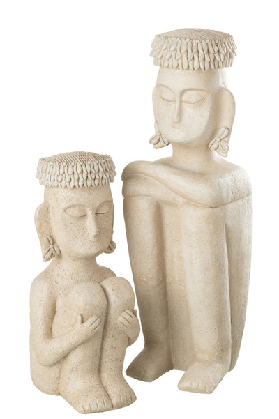 Statue Sitting Ethnic Stone/Resin Beige Large