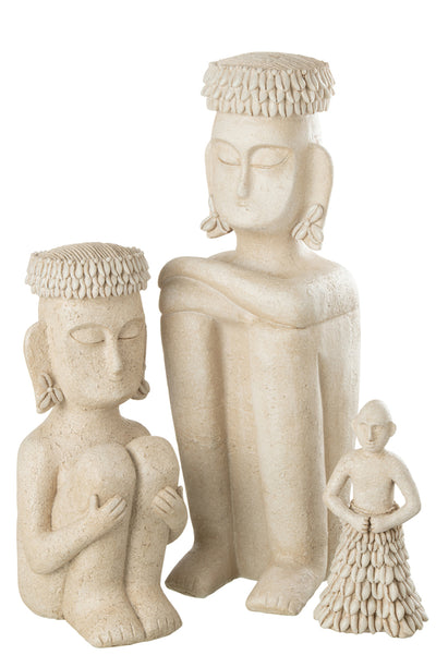 Statue Sitting Ethnic Stone/Resin Beige Large