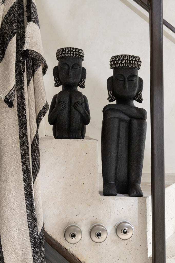 Statue Sitting Ethnic Stone/Resin Black Small