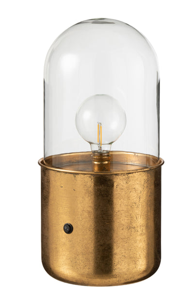 TISCHLAMPE ANTIK LED GLAS/ZINK GOLD GROß