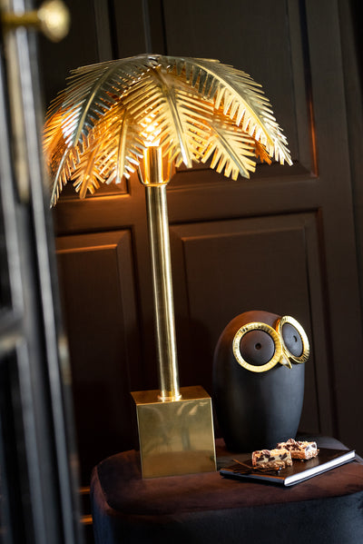 TABLE LAMP COCONUT LEAVES STEEL GOLD