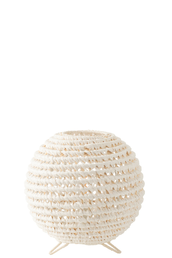 Table Lamp Round Braided Metal White