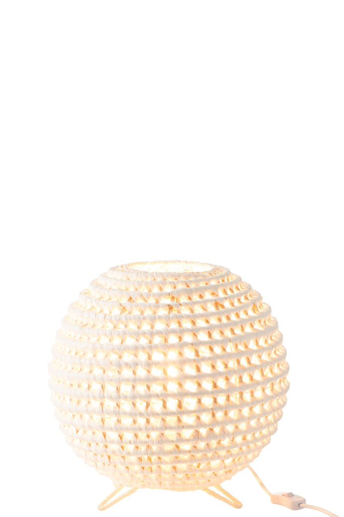 Table Lamp Round Braided Metal White