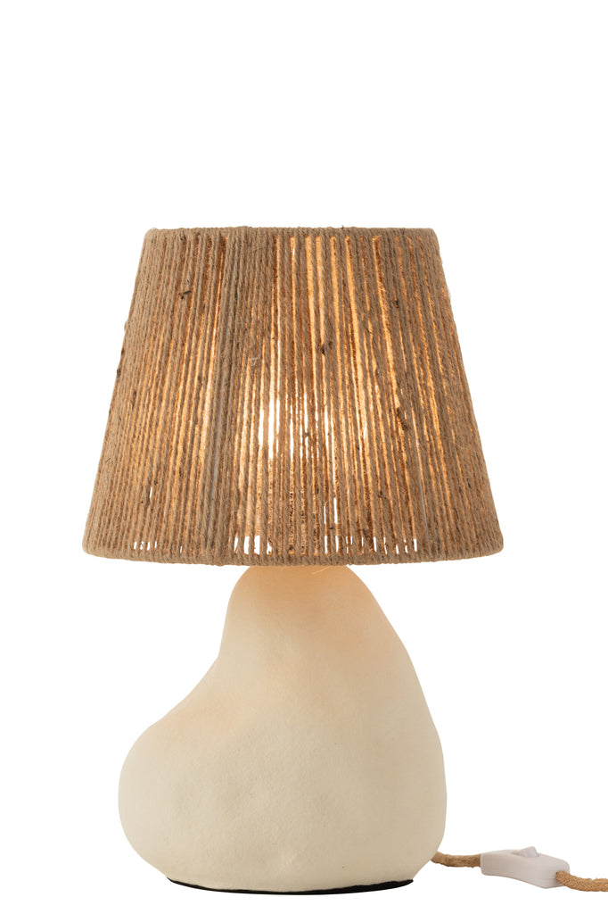 Table Lamp String Jute Shade Stoneware Beige/Natural