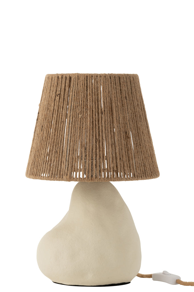 Table Lamp String Jute Shade Stoneware Beige/Natural