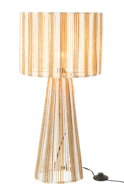 Table Lamp Stripes Strings Metal/Paper White/Natural