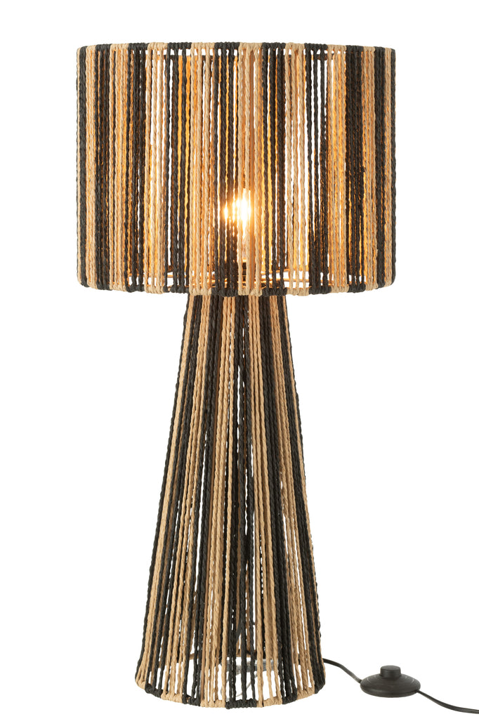 Table Lamp Strpes Strings Metal/Paper Black/Natural