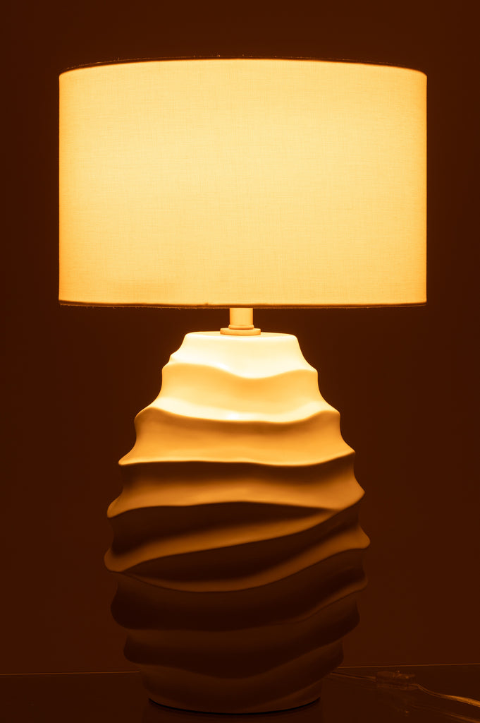 Table Lamp Waving Ceramic White