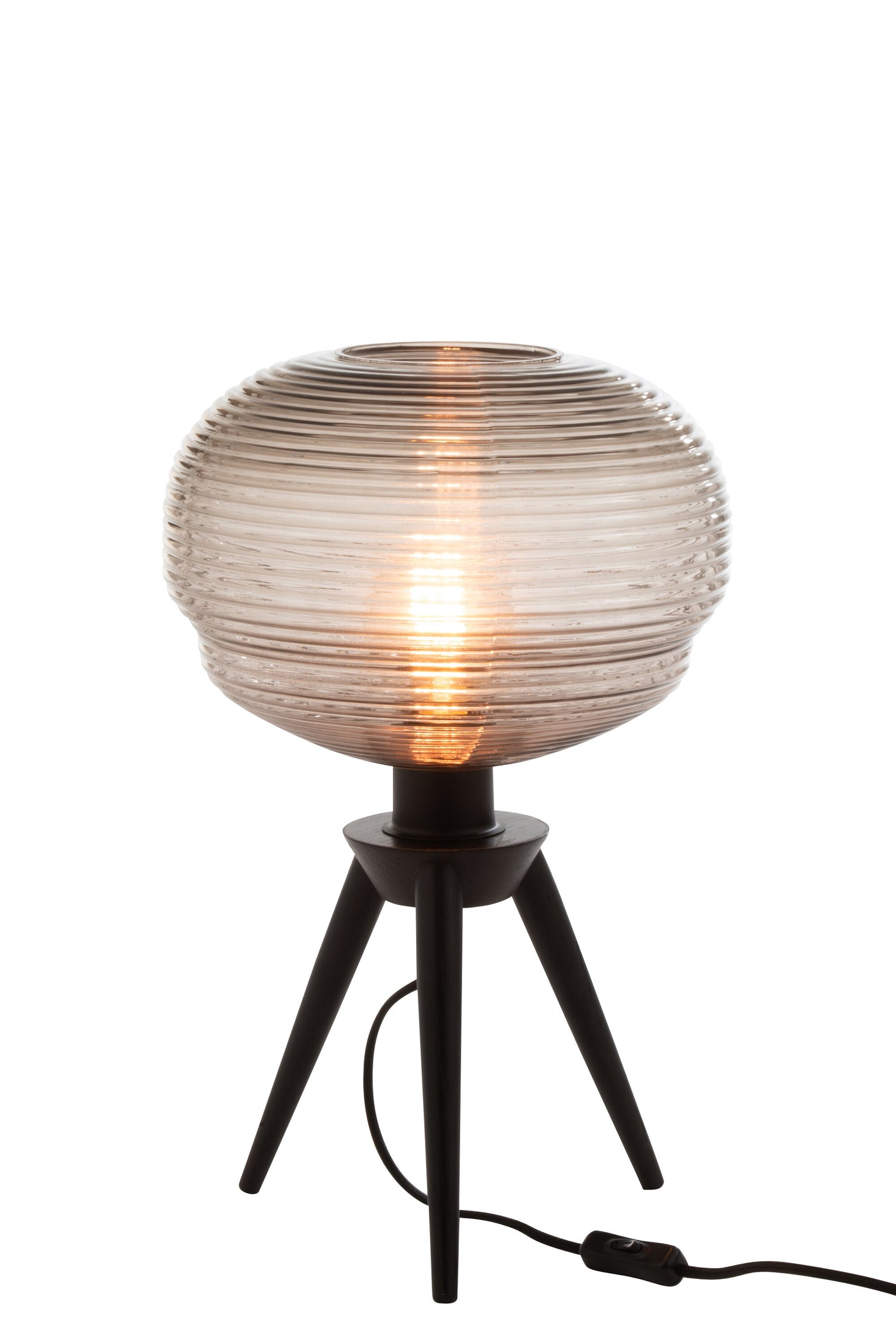 TABLE LAMP TERI TRIPOD GLASS/WOOD GRAY/BLACK