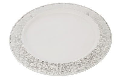 Plate Antique Metal/Glass White