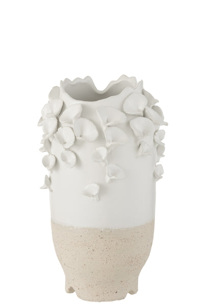 VASE ANEMONE CERAMIC WHITE/BEIGE SMALL