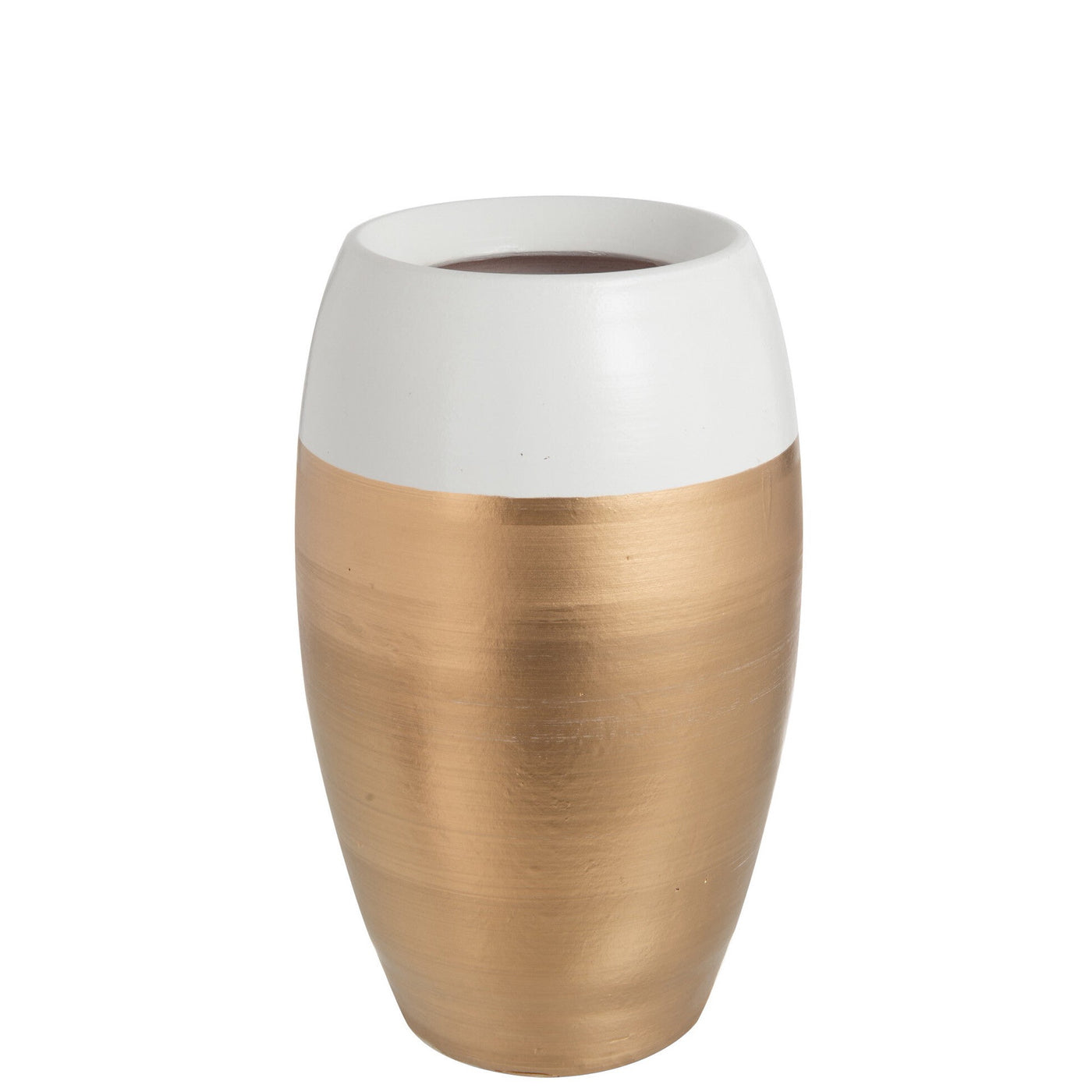 VASE RAND TERRAKOTTA WEISS/GOLD GROß