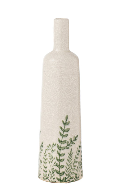 Vase Ferny Bottle Steingut Grün/Weiß Groß