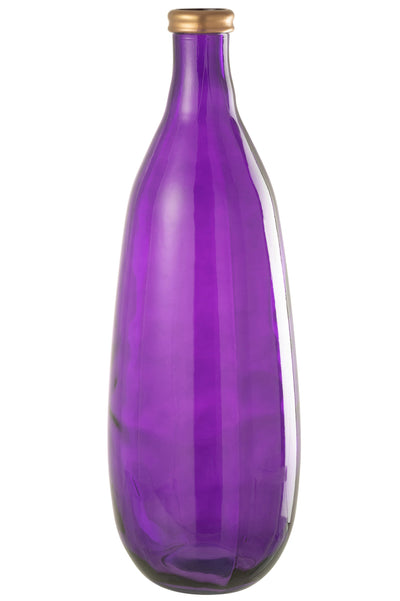 Vase Goldrand Glas Lila Groß