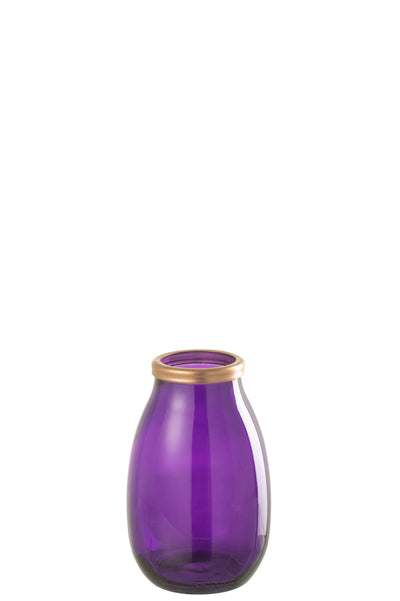 Vase Gold Rim Glass Purple Small