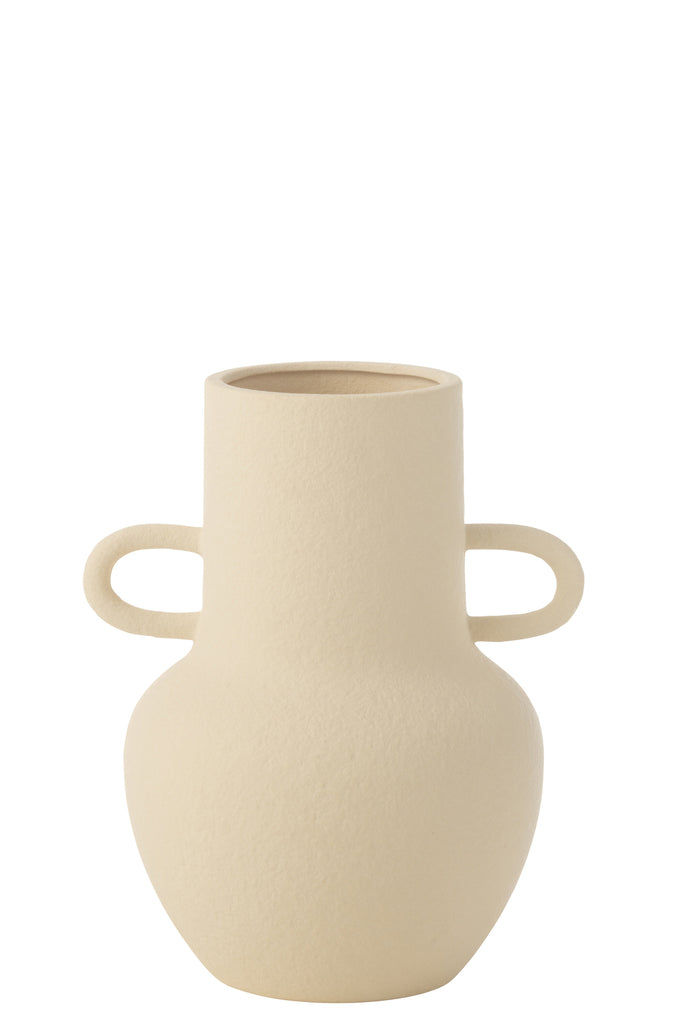 Vase Jug 2 Handles Stoneware Beige Small