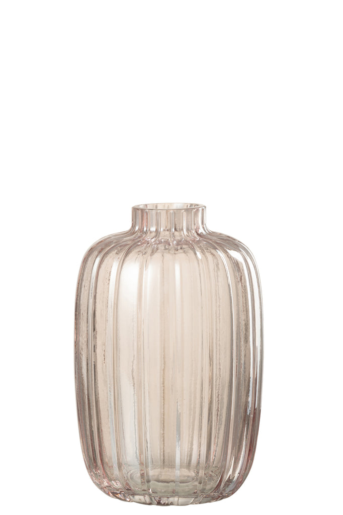 VASE LINES GLAS ROSA KLEIN