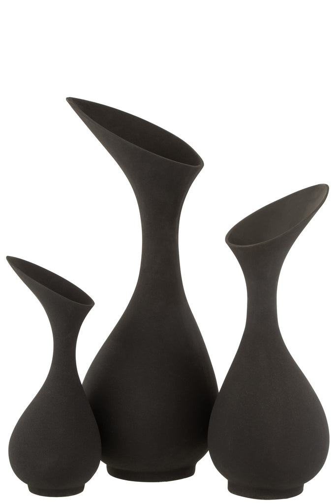 Vase Olivia Rough Aluminium Schwarz Groß