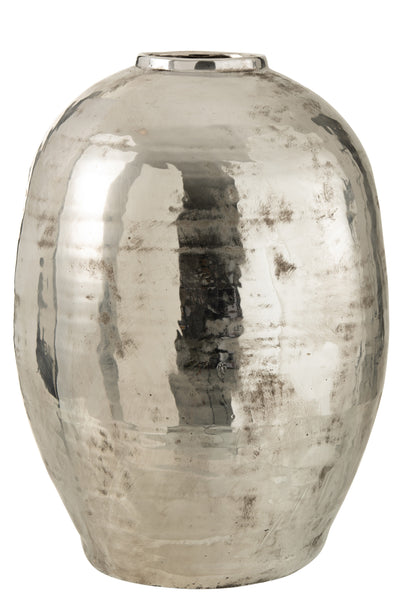 VASE RUND ARYA METALL SILBER