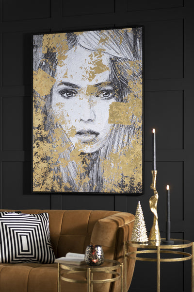 Wall Decoration Woman Canvas/Poly Black/Gold