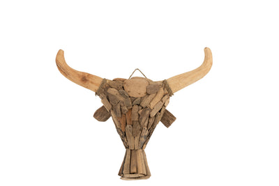 Wall Deco Bull Driftwood Natural Medium